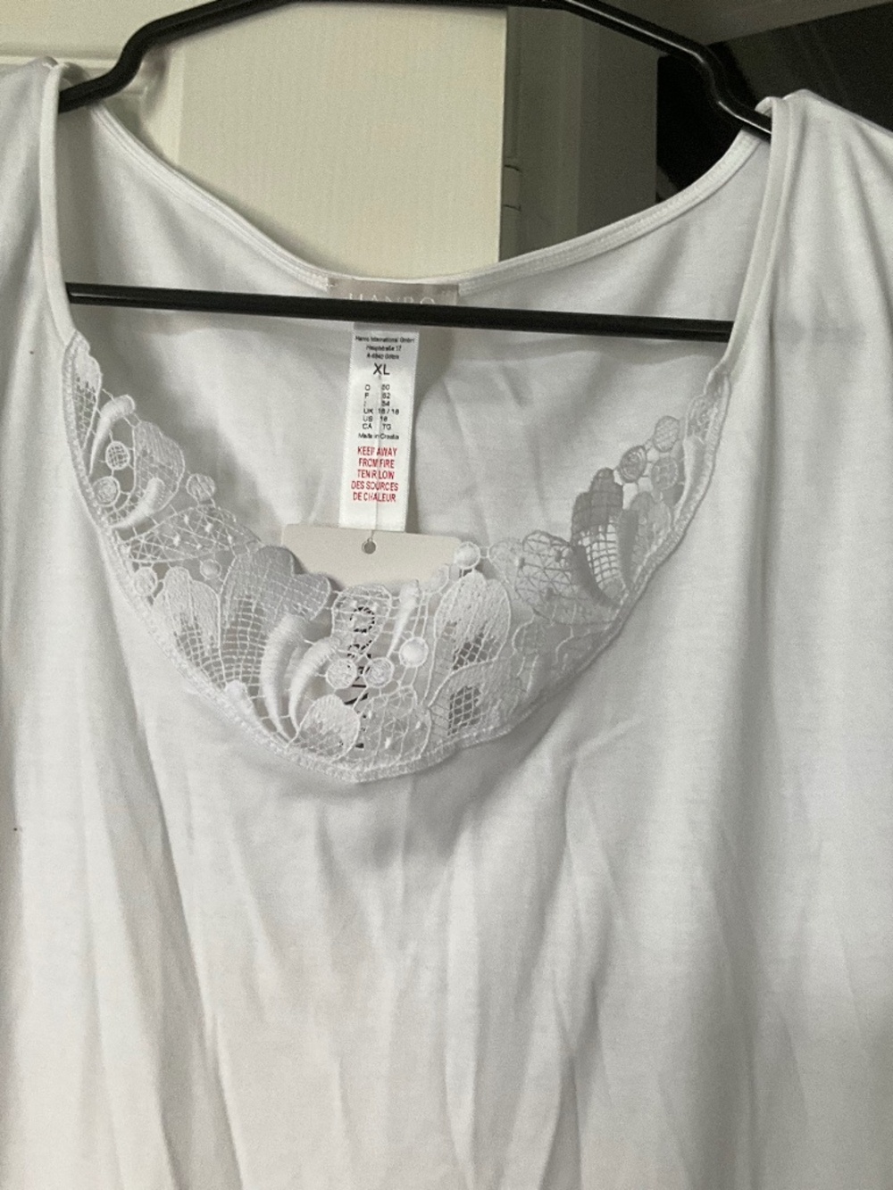 HANRO WHITE LINGERIE NIGHTIE HOPE New with Tags XL